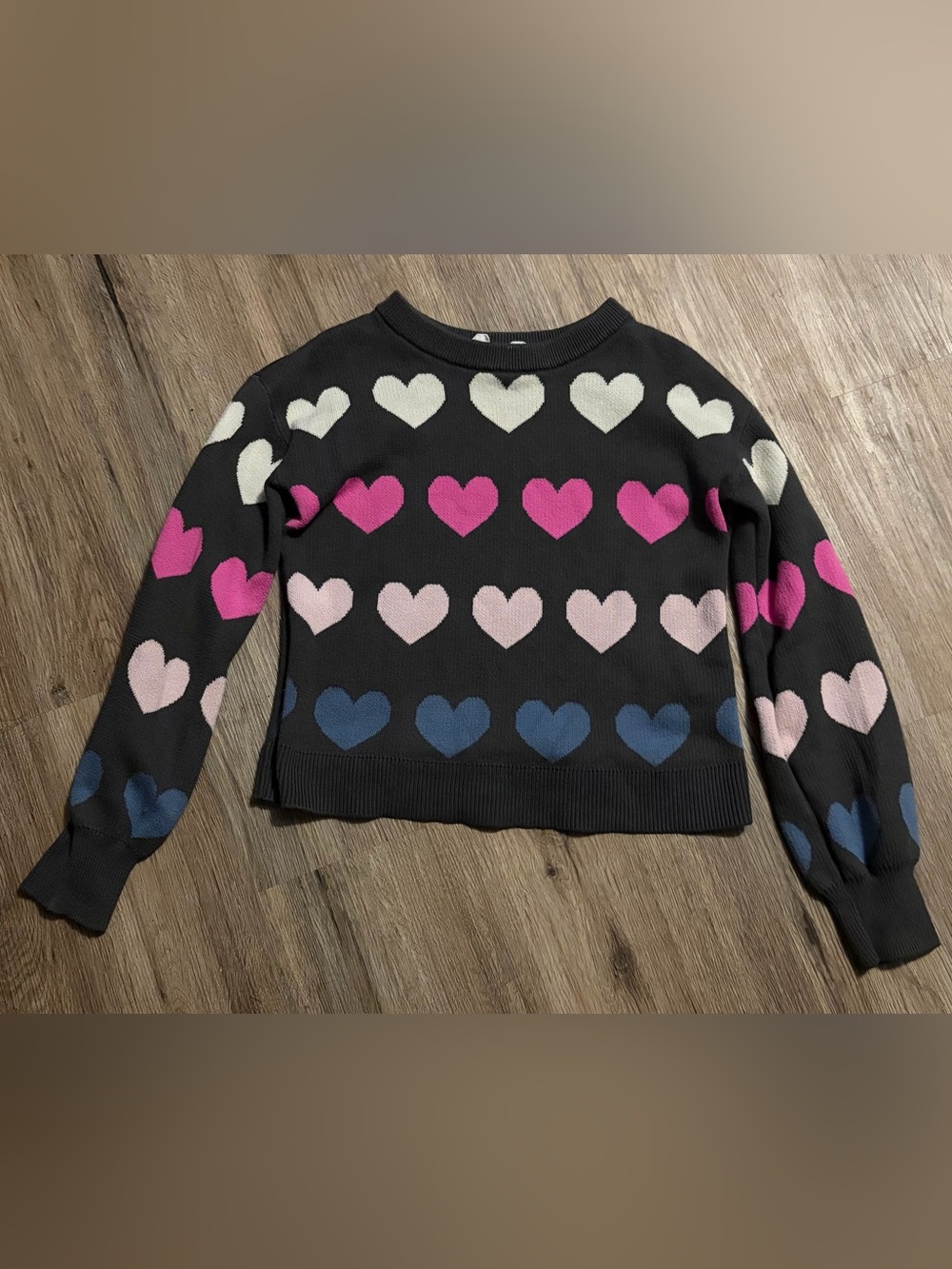 Gap Kids - Gray Heart Pattern Knit Sweater - Size Large